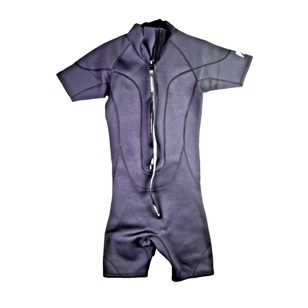 Abahub Shorty Wetsuit XS Black 2mm Neoprene Front Zip Swim Surf Dive Suit